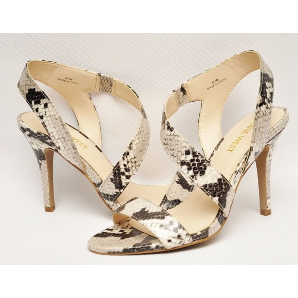 Nine West Faux Python Snake Leather High Heel Sandal Pump Multi 6.5/8.5 New - Picture 2 of 8